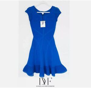 NWT Diane Von Furstenberg DVF St. Petersburg Blue Diamond Dress Iris Blue size L